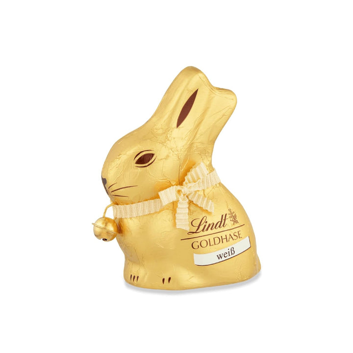 Lindt Schokolade GOLDHASE | 100 G GOLDHASE | Weiße Premium Schokolade Mit Erdbeerstückchen in Hasenform Zu Ostern | Osterschokolade | Schokoladengeschenk | Schokoladenhase | Osterhase