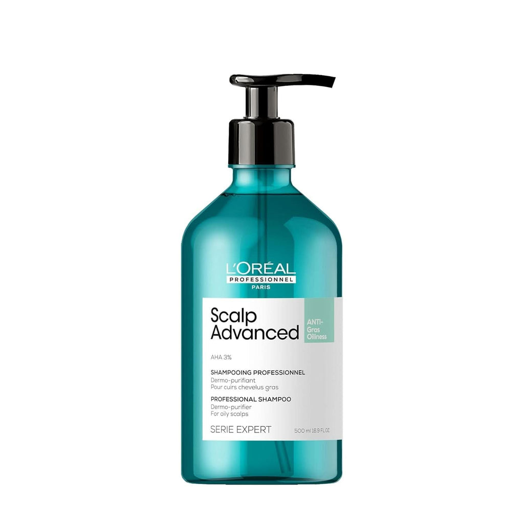 L'Oréal Professionnel Paris Beruhigendes Shampoo Für Fettige Kopfhaut, Gegen Überschüssiges Talg, Erfrischende Wirkung, Mit 3% AHA, Anti-Oiliness, Scalp Advanced, 500 Ml