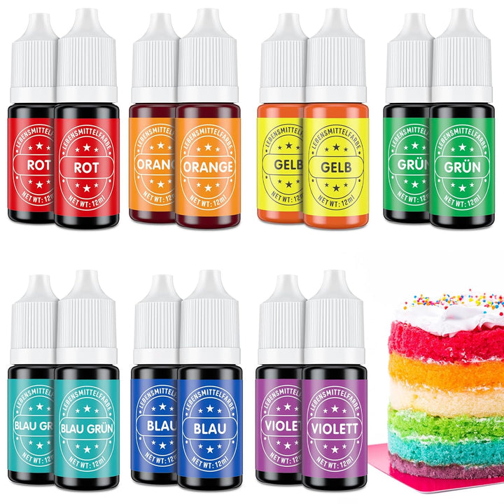 Lebensmittelfarbe 7X12Ml, Hochkonzentriert & Zuckerfrei Lebensmittelfarbe Flüssig Zum Backen, Osterkuchen, Macaron, Zuckerguss, Fondant, Kekse, Donuts (Regenbogen)