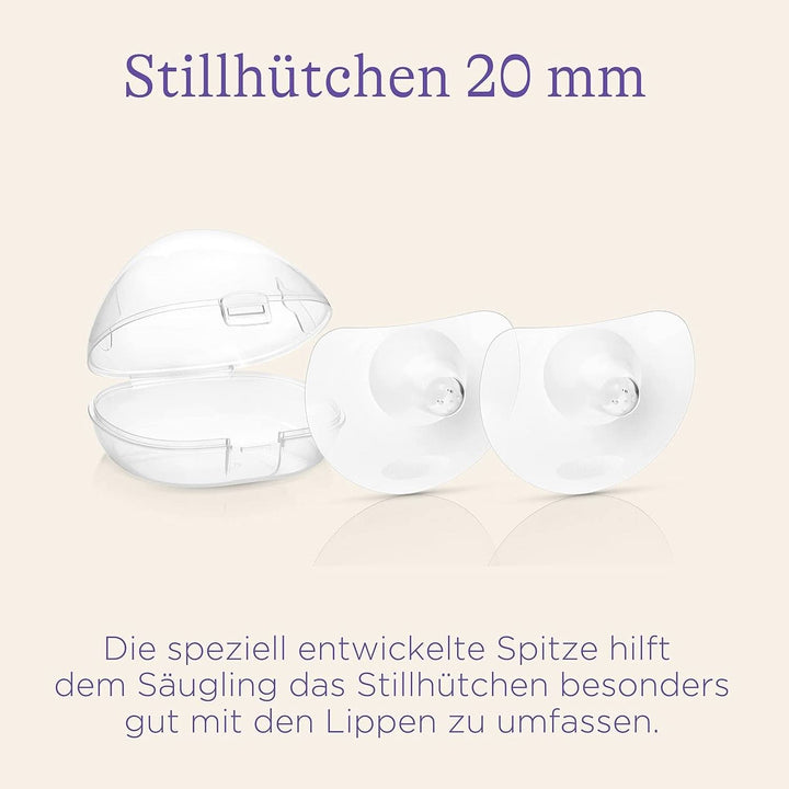 Lansinoh Stillhütchen 20 Mm (Größe 1), 2 Stück Inkl. Aufbewahrungsbox - Angenehmes Tragegefühl - Trotz Anlegeschwierigkeiten Weiter Stillen