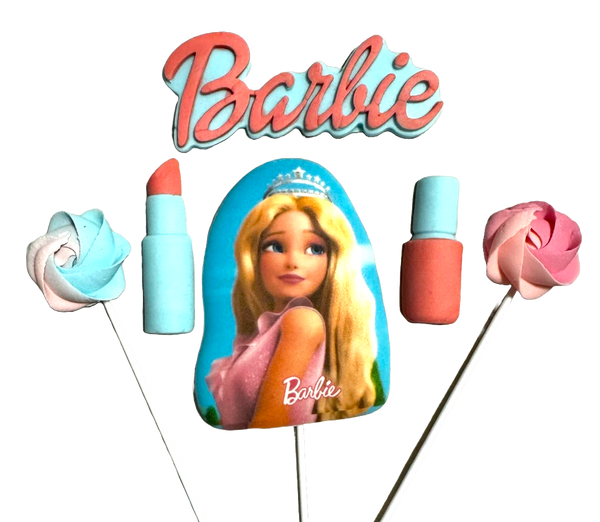 Set 6 decoratiuni comestibile din pasta de zahar, Barbie