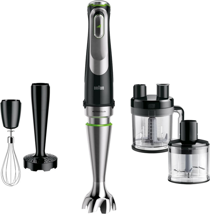 Braun Multiquick 9 MQ 9147X – 5-In-1 Stabmixer Mit Standmixer-Aufsatz, Zerkleinerer, Kartoffel- & Gemüsestampfer & Schneebesen, Stufenlose Geschwindigkeitseinstellung, 1200 W, Schwarz/Edelstahl