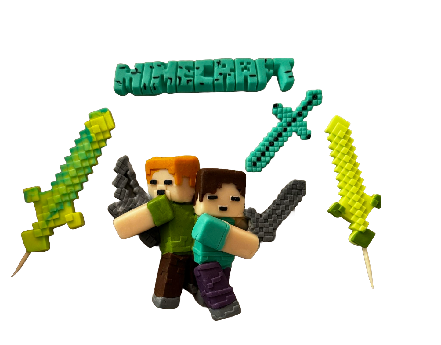 Set 5 decoratiuni comestibile din zahar, Minecraft Decoratiuni din Pasta de Zahar Naty Shop