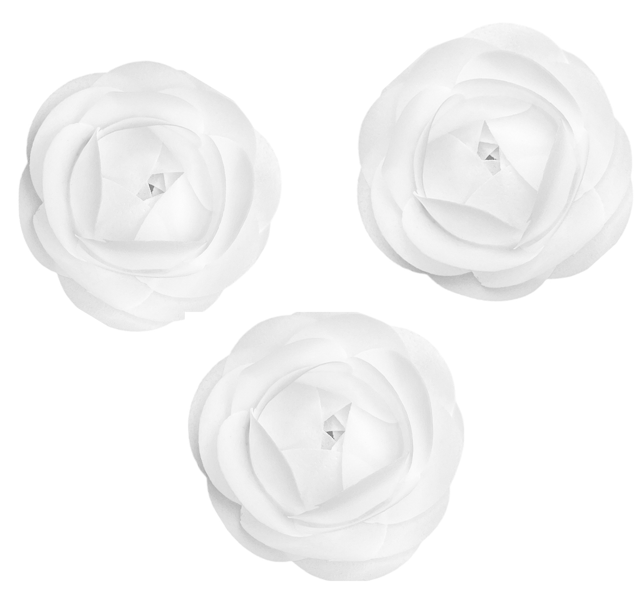 Set 3 Decoratiuni Comestibile Din Vafa Trandafiri Rosii - Realizate Manual Din Vafa De Napolitana Diametru 8 Cm