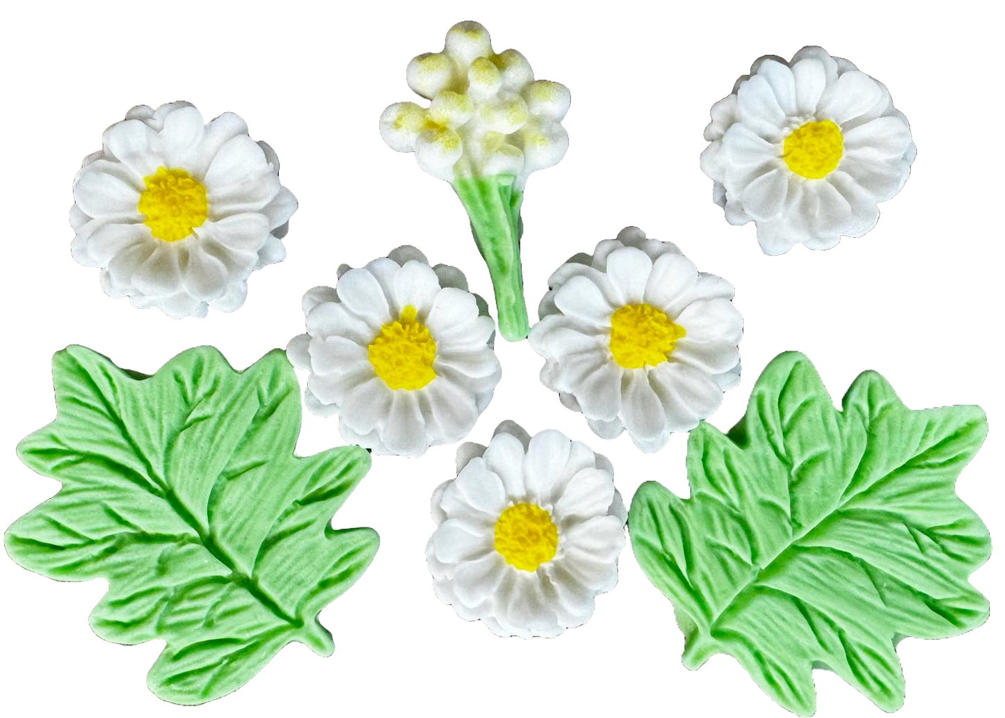 Set 8 decoratiuni comestibile din zahar, Margarete de camp Decoratiuni din Pasta de Zahar Naty Shop
