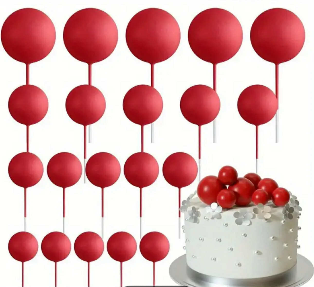 Set De 20 Sfere Necomestibile Roșu Mat - Decor Festiv Elegant Pentru Masa De Sărbători