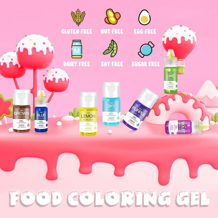 Colorant alimentar gel, recipiente de 6 ml si 10 ml