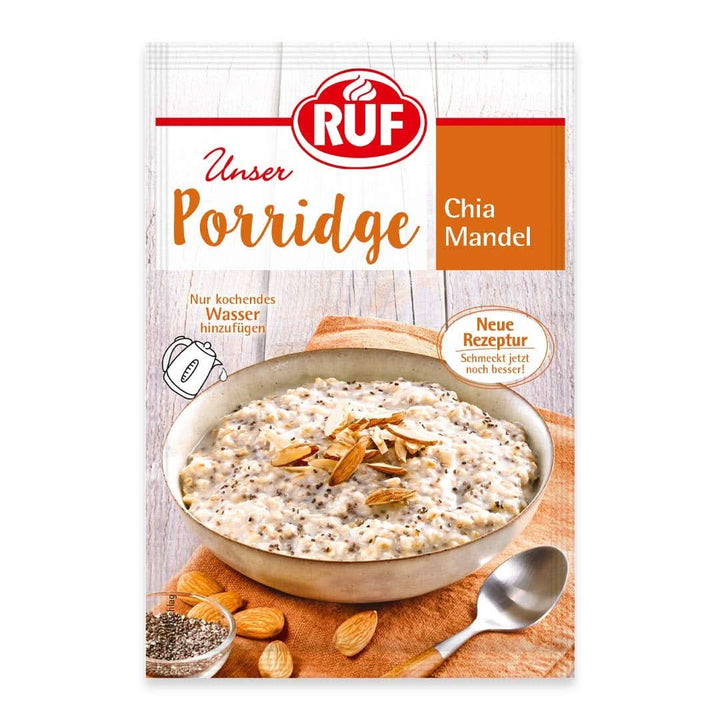 RUF Porridge Raspberry White Choc, Porridge instant cu bucăți de zmeură și ciocolată albă rasă, 65 de grame