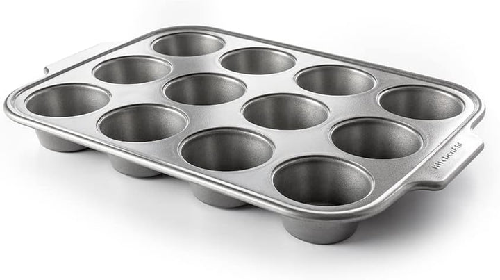 Kitchenaid Bakeware Muffinblech Aus Aluminisiertem Stahl, Pfas-Frei, Antihaftbeschichtet, Ofenfest, Spülmaschinenfest, Grau