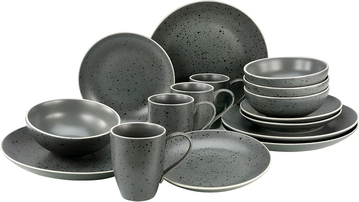 Creatable, 22707, Serie Industrial Gold BLACK, 12-Teiliges Geschirrset, Teller Set Aus Steinzeug, Spülmaschinen- Und Mikrowellengeeignet, Qualitätsproduktion