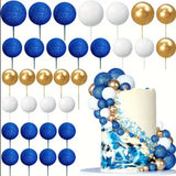 Set 17 Sfere Non Alimentare Auriu Alb Albastru Sclipici - Decor Festiv Elegant Pentru Masa