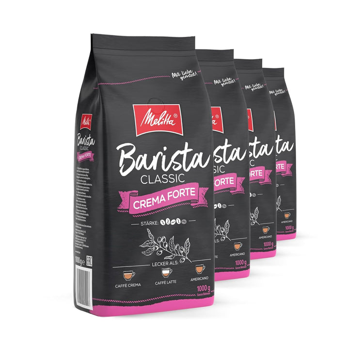 Melitta Barista Classic Espresso, Ganze Kaffee-Bohnen 1Kg, Ungemahlen, Kaffeebohnen Für Kaffee-Vollautomat, Kräftige Röstung, Stärke 5