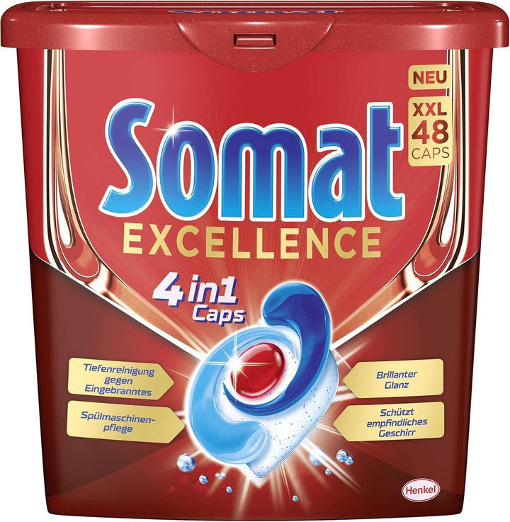 Somat Excellence 4In1 Caps (141 Caps), File pentru mașina de spălat vase cu dizolvare rapidă