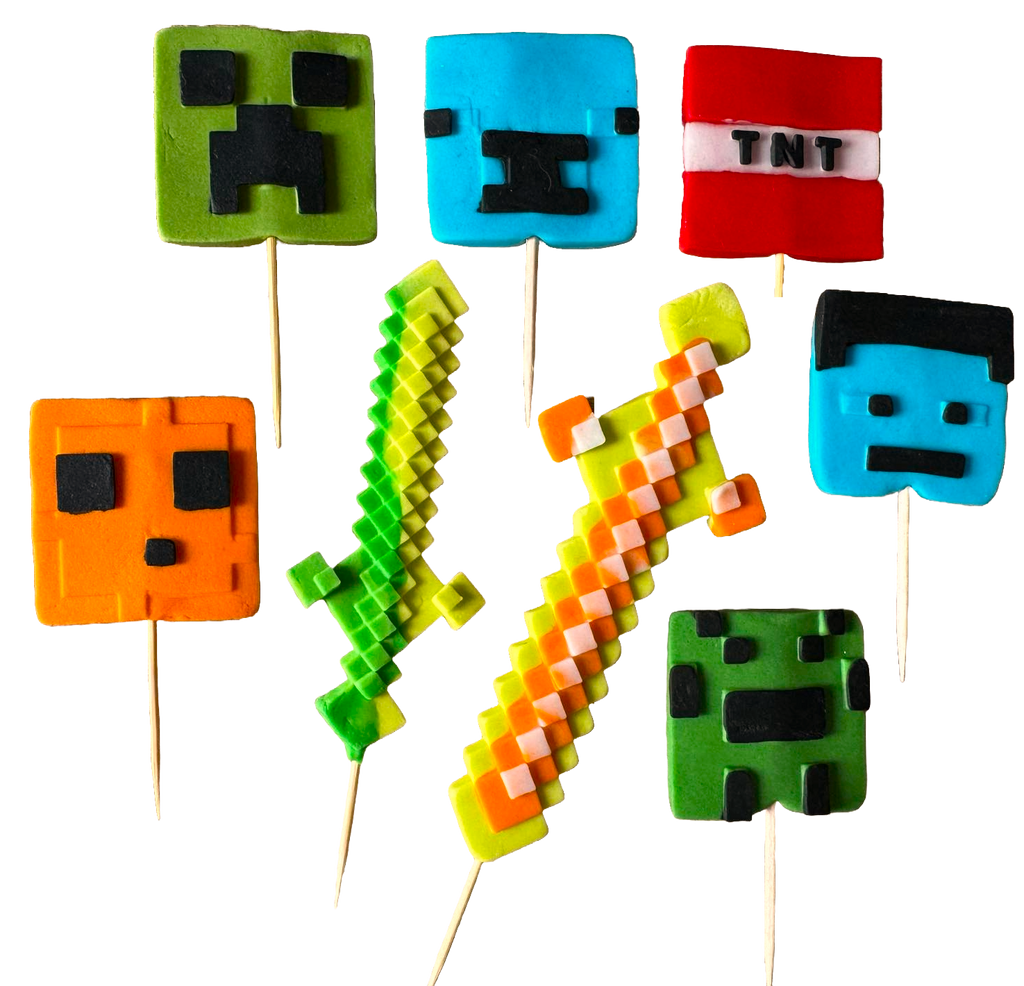 Set 8 decoratiuni comestibile din zahar, Minecraft - Nati Shop 