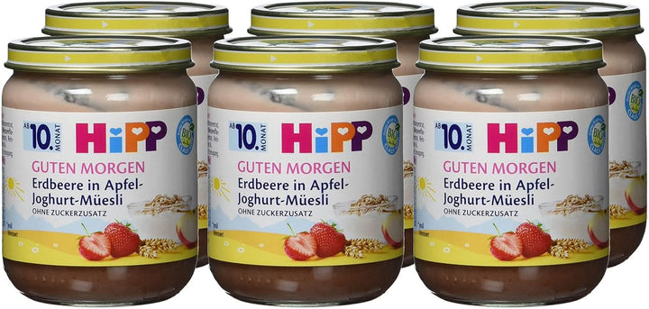 Muesli Hipp cu căpșuni și iaurt de mere, pachet de 6 X 160 grame