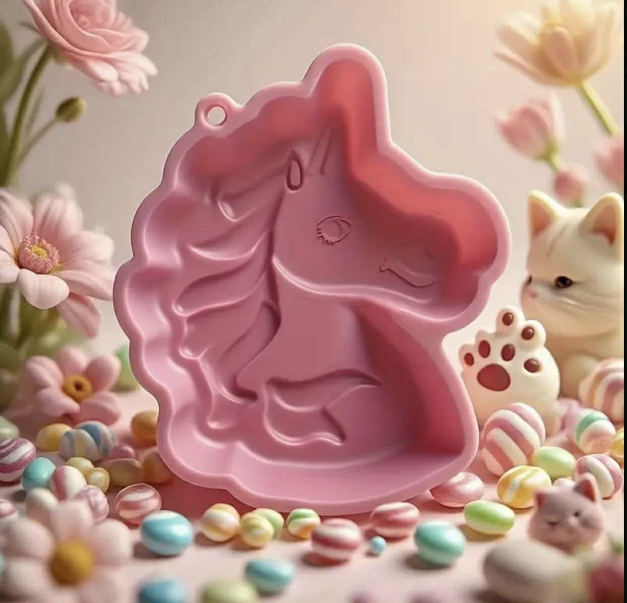 Formă De Coacere Unicorn Roz Din Silicon - Non-Toxică, Antiaderentă, Ușor De Curățat, Ideală Pentru Prăjituri Și Torturi