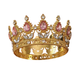 Coronita Aurie Din Metal Cu Pietre Roz - Decor Elegant Pentru Torturi Si Prajituri La Nunti Botezuri Si Aniversari