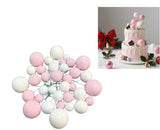 Set 27 Sfere Plastice Pentru Ornat Torturi Roz-Alb - Perle Decorative Cu Diametre 2 2,5 3 4 Cm Se Îndepărtează Ușor