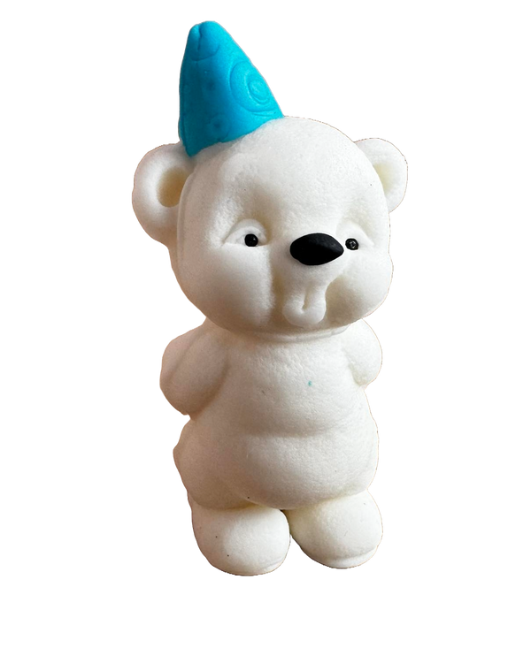 Decoración comestible de pasta de azúcar, oso de peluche con casco azul, niños