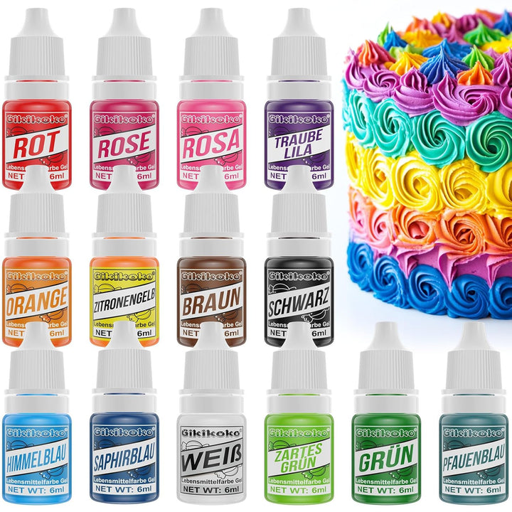 Lebensmittelfarbe – Hochkonzentrierte Lebensmittelfarbe Flüssige, 12 Farben Lebensmittelfarbe Für Backen, Puderzucker, Macarons, Buttercreme, Zuckerguss, Schleim - 10Ml