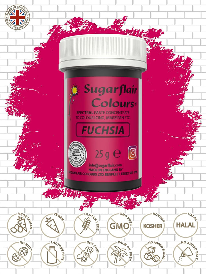 Sugarflair Spectral Fuchsia Lebensmittelfarbe Paste, Hochkonzentrierte Lebensmittelfarbe Für Buttercreme, Zuckerpaste, Royal Icing, Kuchenmischungen Und Mehr! Lebensmittelfarbstoff - 25G