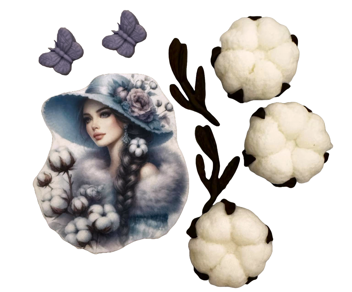 Set 8 decoratiuni comestibile din pasta de zahar, Beautiful Lady Decoratiuni din Pasta de Zahar Nati Shop
