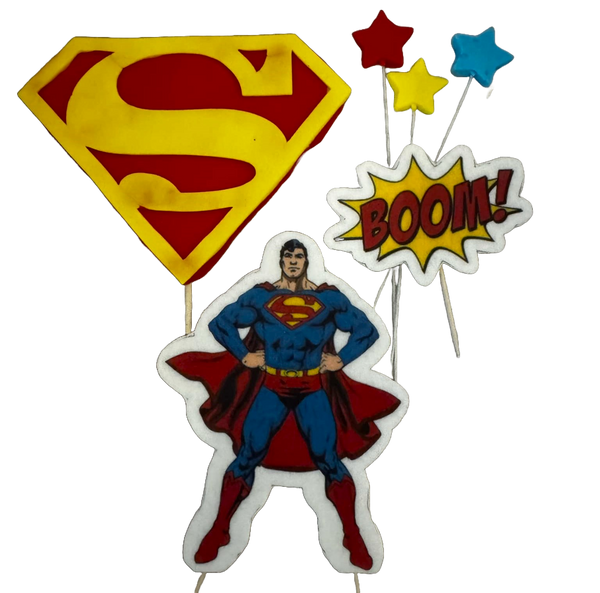 Set 6 decoratiuni comestibile din pasta de zahar, Superman