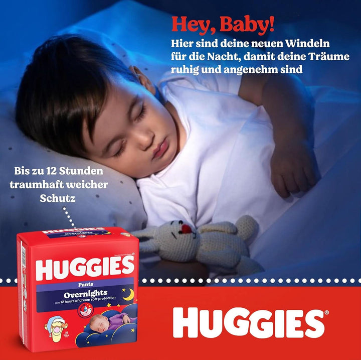 Huggies Overnight Pants Größe 5 (12-17 Kg), Windeln-Monatsbox, 96 Stück (4X24), Windelhöschen Für Die Nacht