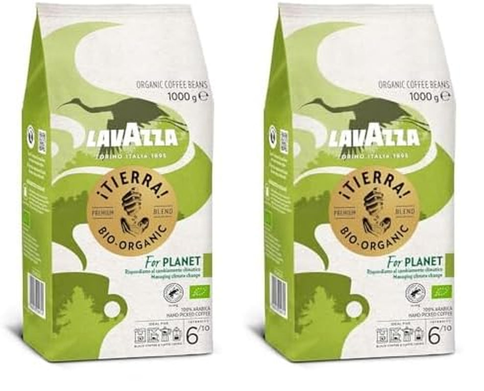 Lavazza, Tierra for Africa, 100% Bio Kaffeebohnen, Ideal Für Espressomaschinen, Kräftiger Und Vollmundiger Geschmack, Intensität 9/10, Aromen Von Nüssen, Mittlere Röstung, 1 Kg Packung