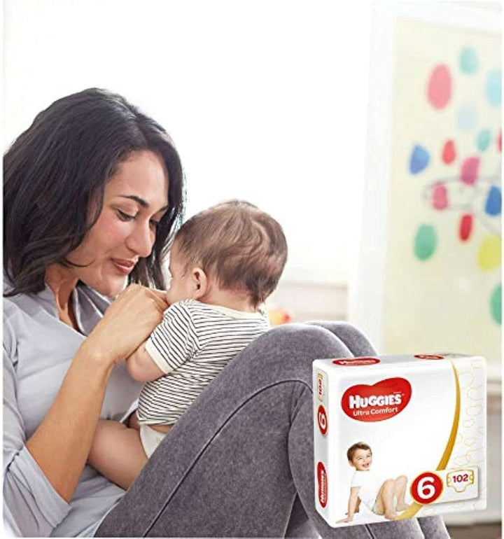 Huggies Ultra Comfort, mărimea 6 (15-30 kg), 102 bucăți (3 X 34 scutece)