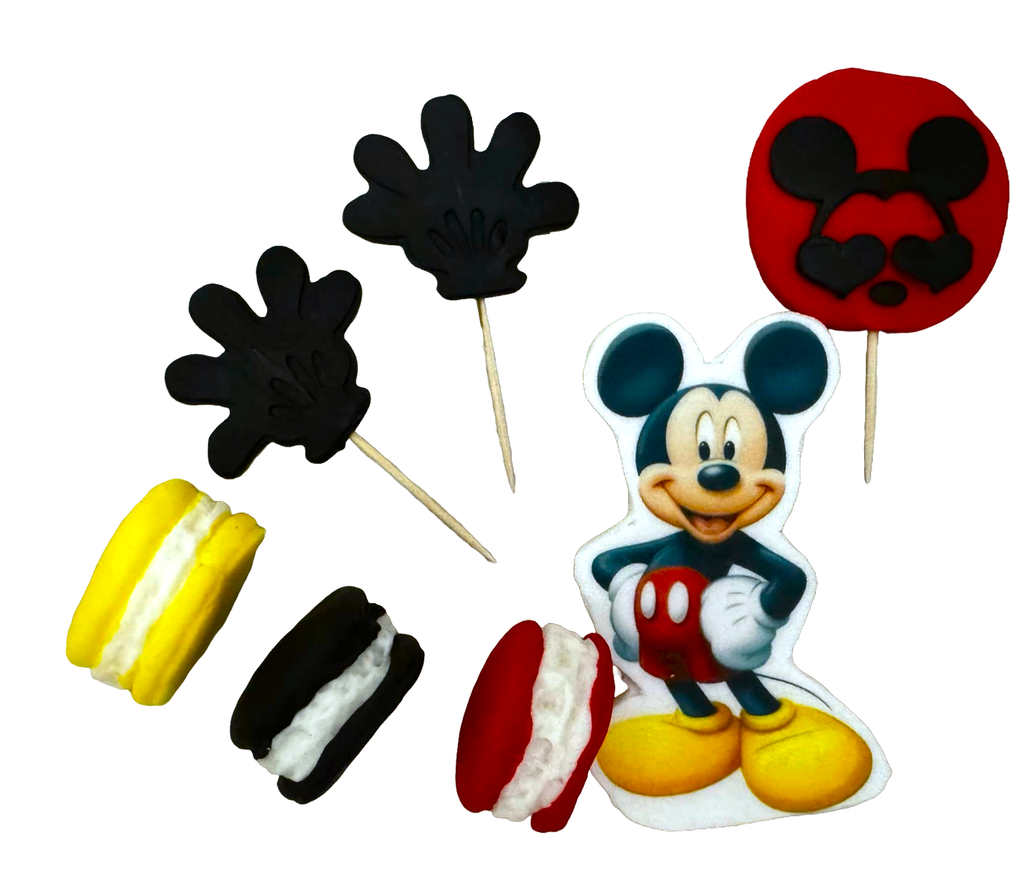 Set 7 decoratiuni comestibile din pasta de zahar, Mickey Mouse Decoratiuni din Pasta de Zahar Naty Shop