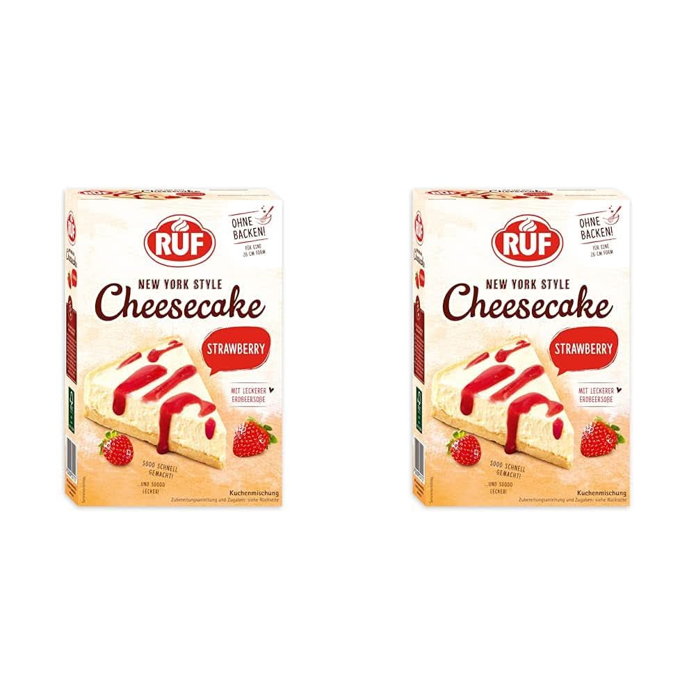 RUF New York Cheesecake Strawberry No Bake, Cheesecake american original cu sos de căpșuni, 360 grame