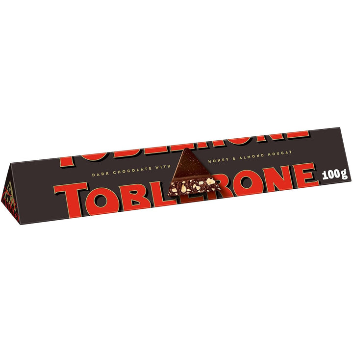 Toblerone Dunkel 20 X 100G, Dunkle Schweizer Schokolade Mit Honig- Und Mandelnougat