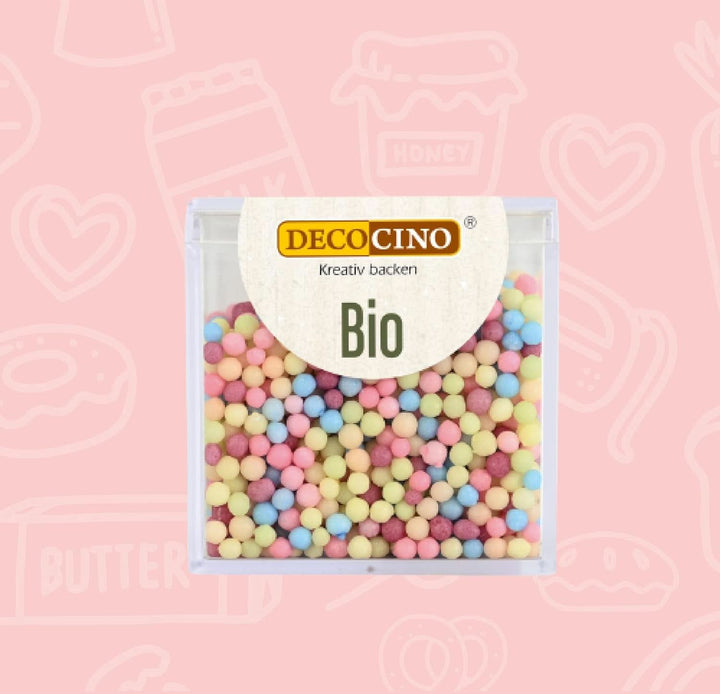 DECOCINO Organic Sprinkle Pearls - 60 grame - Sprinkles din dextroză organică