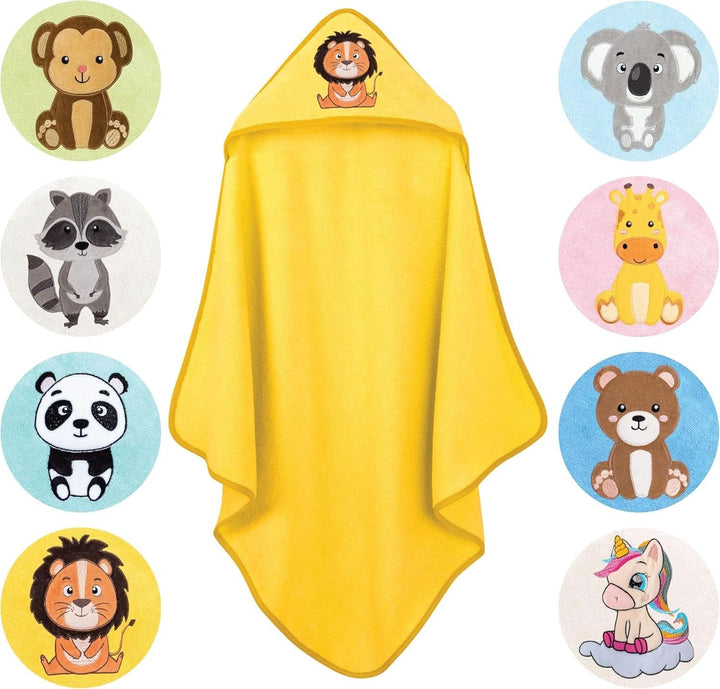 LAYNENBURG Premium Kapuzenhandtuch Baby - Badehandtuch Aus 100% Baumwolle - Oeko TEX - Handtuch Mit Kapuze Für Neugeborene & Kinder - Badetuch, Babyhandtuch Mädchen, Jungen (Einhorn 80 X 80Cm)