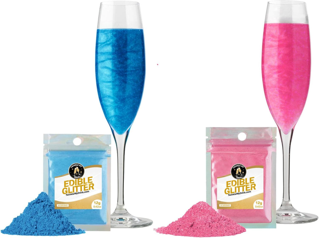 Twinkle My Drink® Glitter comestibil pentru băuturi, diverse culori, 12 grame