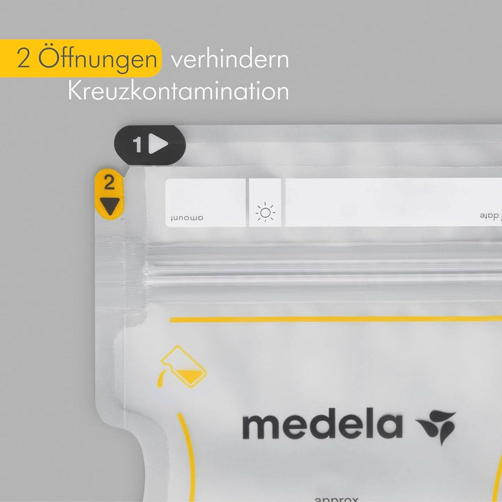 Medela Easy Pour Muttermilchbeutel Zum Einfachen Ausgießen, 100 Stück, 210 Ml, Auslaufsichere Einweg-Muttermilchbeutel Mit Überlaufschutz, Stillhelfer