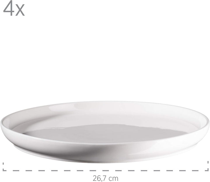 MÄSER 931617 Serie Finaro Geschirr Set Für 4 Personen in Gastronomie-Qualität, Skandinavisches Design, 16-Teiliges Kombiservice, Weiß, Durable Porzellan