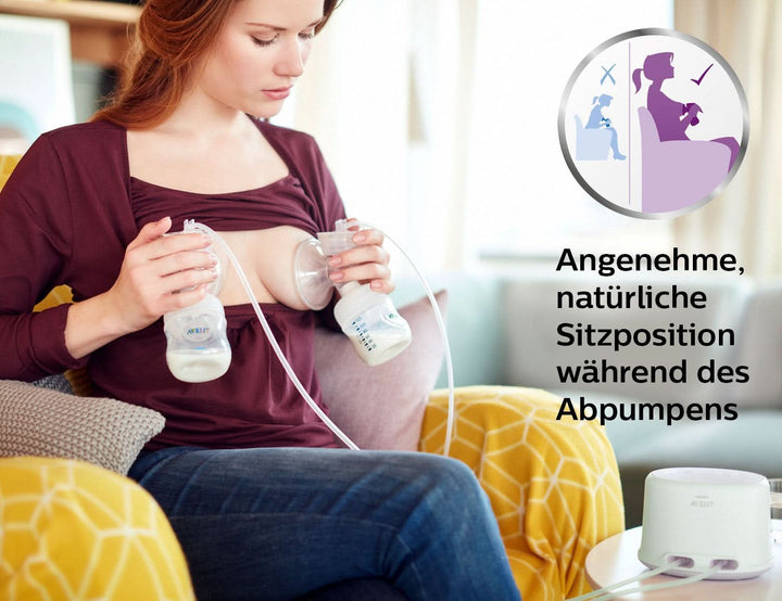 Philips Avent SCF334/02 Elektrische Doppel-Milchpumpe Für Mehr Milch Auf Natürliche Weise, Mit 2 Naturnah-Flaschen