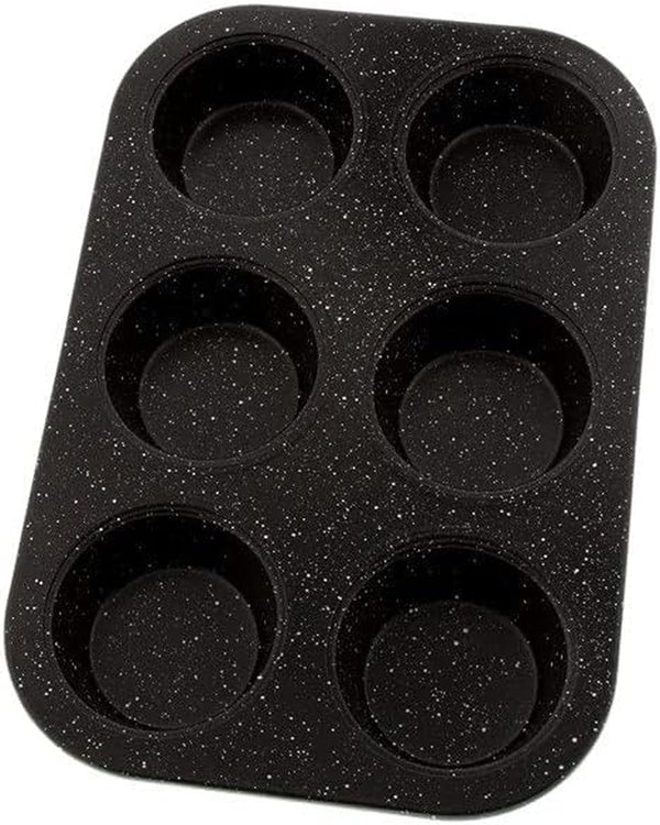 Pradel Excellence - Muffinform Für 6 Muffins Aus Karbonstahl, Antihaftbeschichtung – Backzubehör Für Die Zubereitung Von Speisen, Backofen- Und Spülmaschinenfest, 26,5 X 18 X 3 Cm, Schwarz