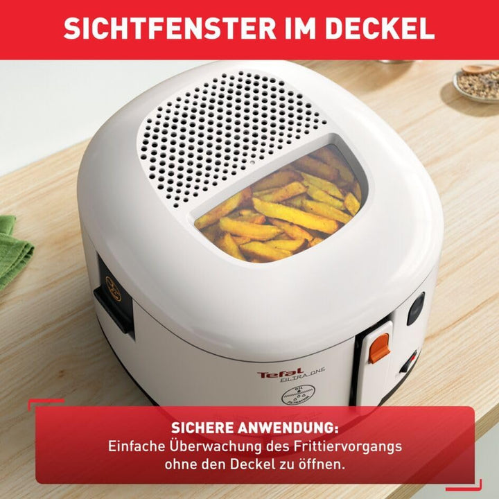 Tefal FF1631 Fritteuse Filtra One | 1.900 W | Kapazität 1,2 Kg | Clean-Oil-System | Auffangsieb FüR Frittierreste | Wärmeisoliert | Spülmaschinenfest Weiß