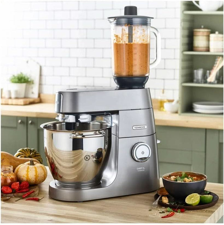 Kenwood Chef KVC3110S Küchenmaschine, 4,6 L Edelstahl Rührschüssel, Silber & Glas-Mixaufsatz KAH359GL, Zubehör Für Kenwood Chef Küchenmaschinen, Anthrazit/Silber