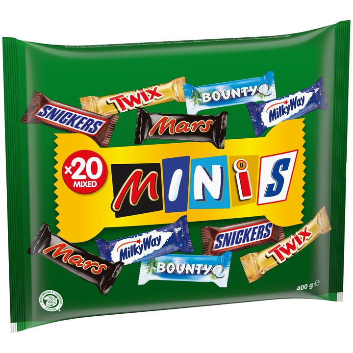 Mixed Minis Beutel, Mars, Snickers, Bounty, Twix, Milky Way & Mehr, (1 X 400G)