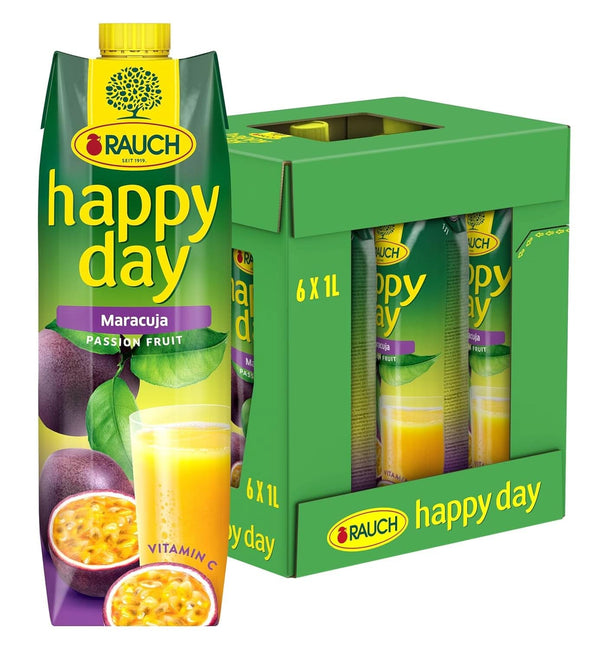 Rauch Happy Day Maracuja | Cu o mulțime de vitamina C | Magie exotică și aromă intensă | 6X 1 litru, Tetra Prisma