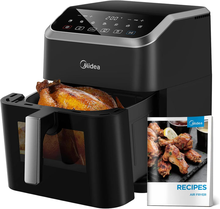 Midea Heißluftfritteuse 2L,1150W Airfryer, Frittieren Ohne Öl, Heißluft Fritteusen, Automatische Abschaltfunktion, Ölfrei, Leicht Zu Reinigen, Bpa-Frei, Schwarz