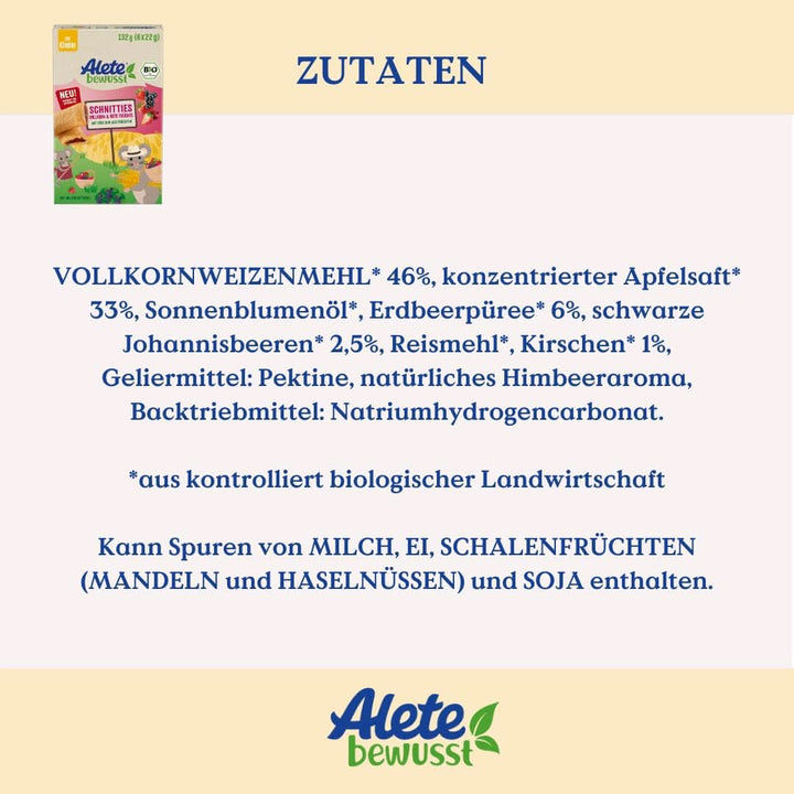 Alete Bio Schnitties Vollkorn Und Rote Früchte 6 X 22 G