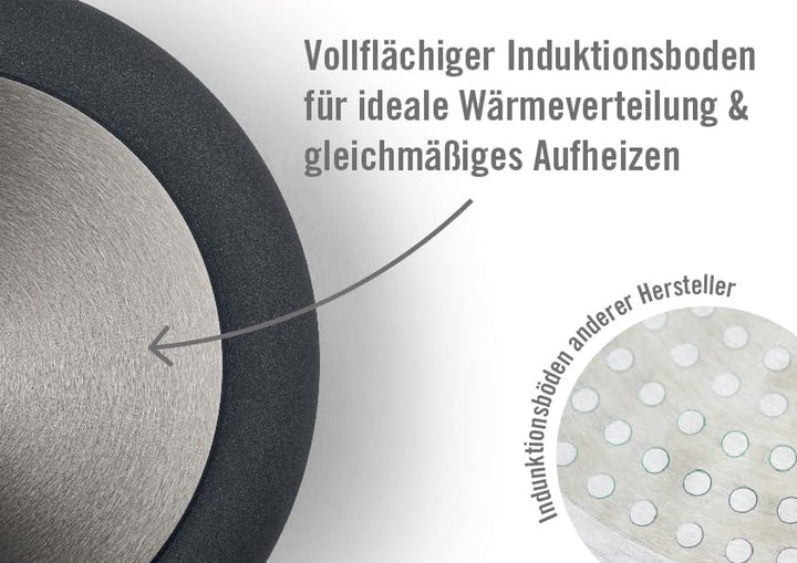 Woll Nowo Titanium Flachpfanne - Induktiv -, Ø 28 Cm, 5 Cm Hoch, Mit Abnehmbarem Stiel - Geeignet Für Alle Herdarten, Aluminiumguss, Antihaft-Versiegelung