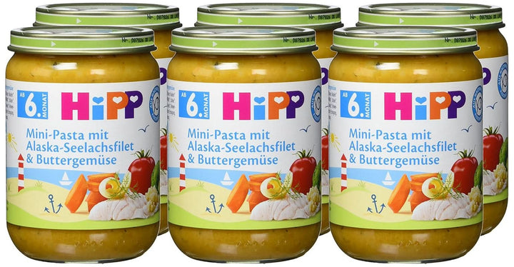 Hipp Mini-Pasta Mit Alaska-Seelachsfilet Und Buttergemüse, 6Er Pack (6 X 190 G)