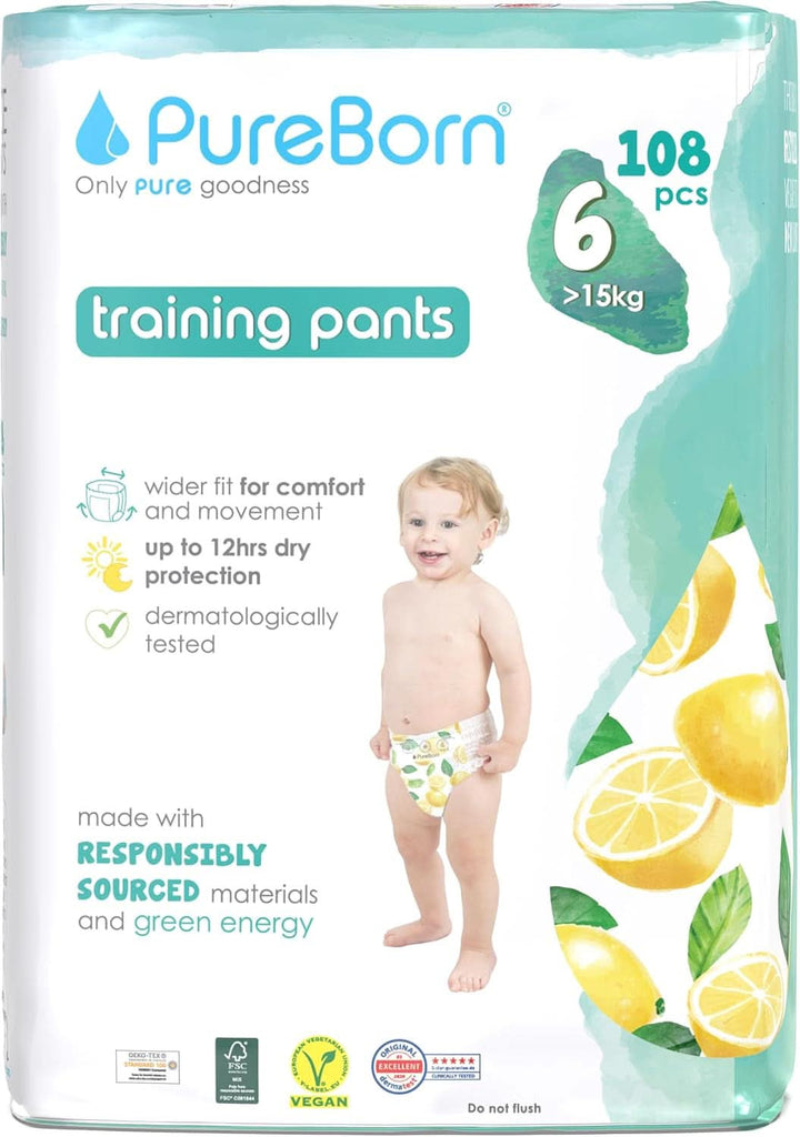 Pureborn Baby Premium Windeln Pants, Höschenwindeln, Größe 7 (17+ Kg), 16 Stück, Optimaler Schutz Für Tag Und Nacht, Dermatologisch Getestet, Ultraweich, Hautfreundlich