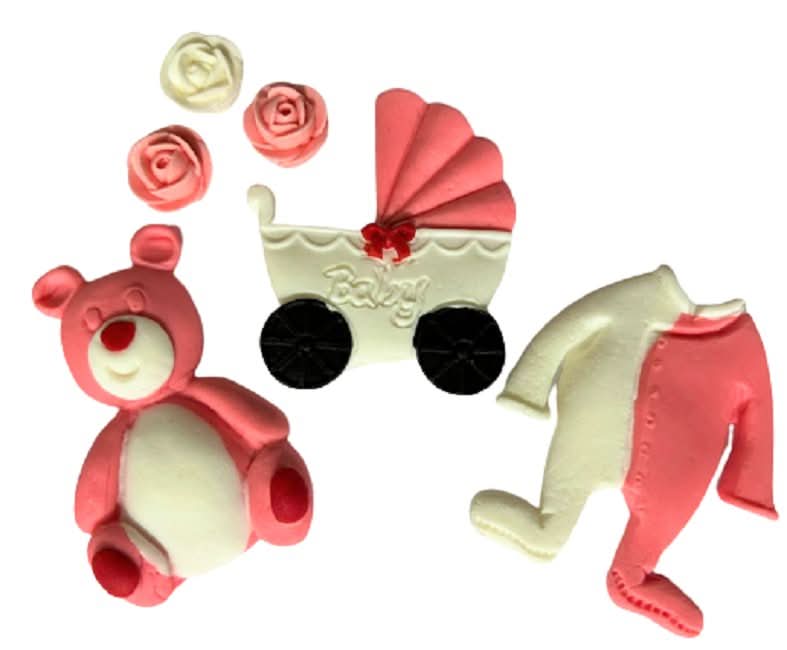 Decoratiune comestibila din zahar, Botez Decoratiuni din Pasta de Zahar Nati Shop